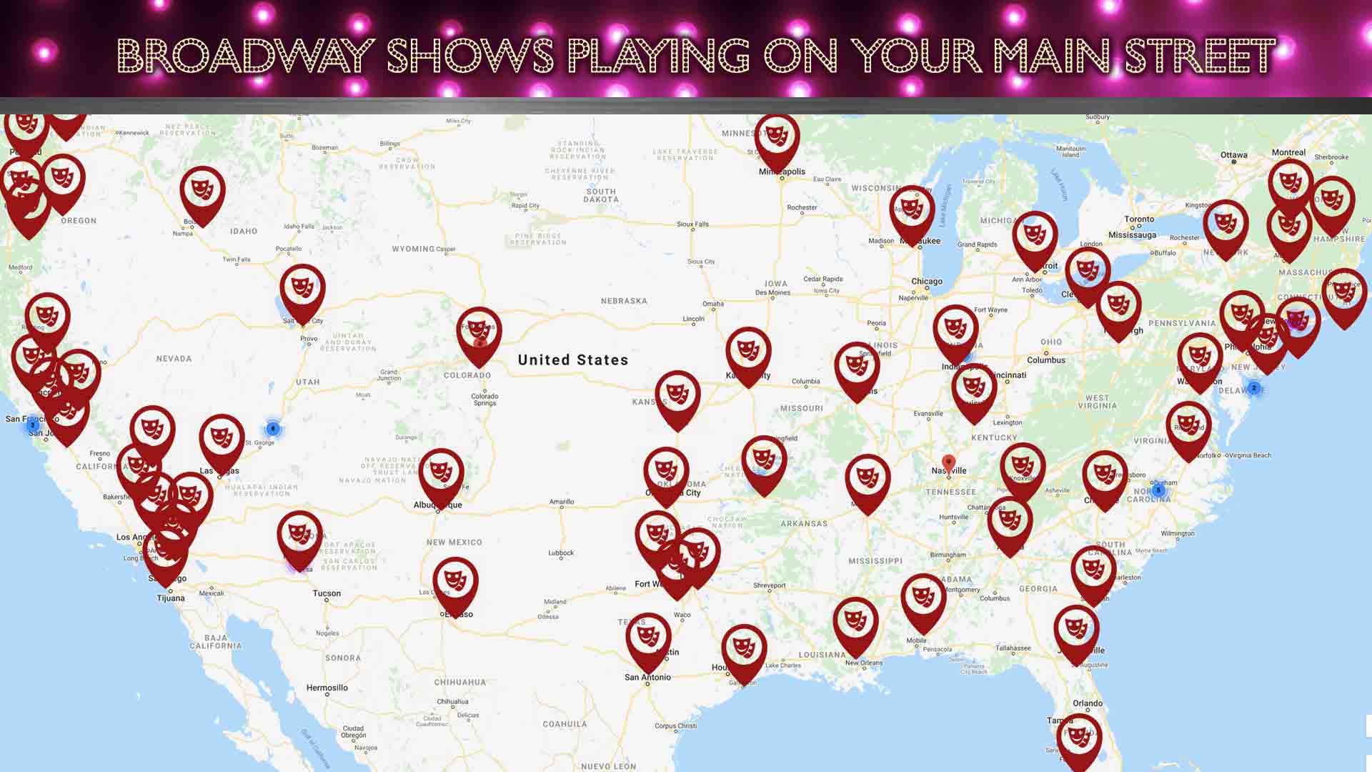 What shows are playing in theatres across america